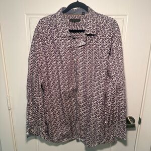 Twenty Eight Degrees Shirt Mens 1XL Floral White Purple Long Sleeve Flower